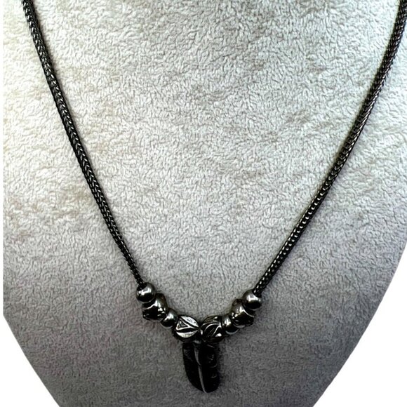 Stainless Steel Feather Necklace & Rhinestone Bracelet Set. B95 - Picture 4 of 12